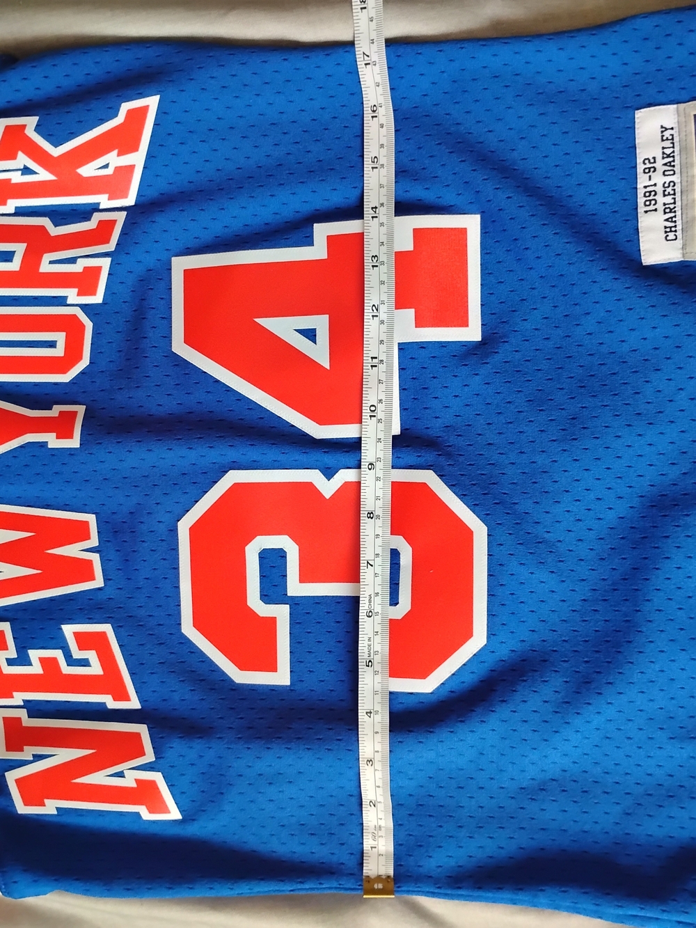 New York Blue Basketball Jersey with Red Number 34 - Picture 2 of 9